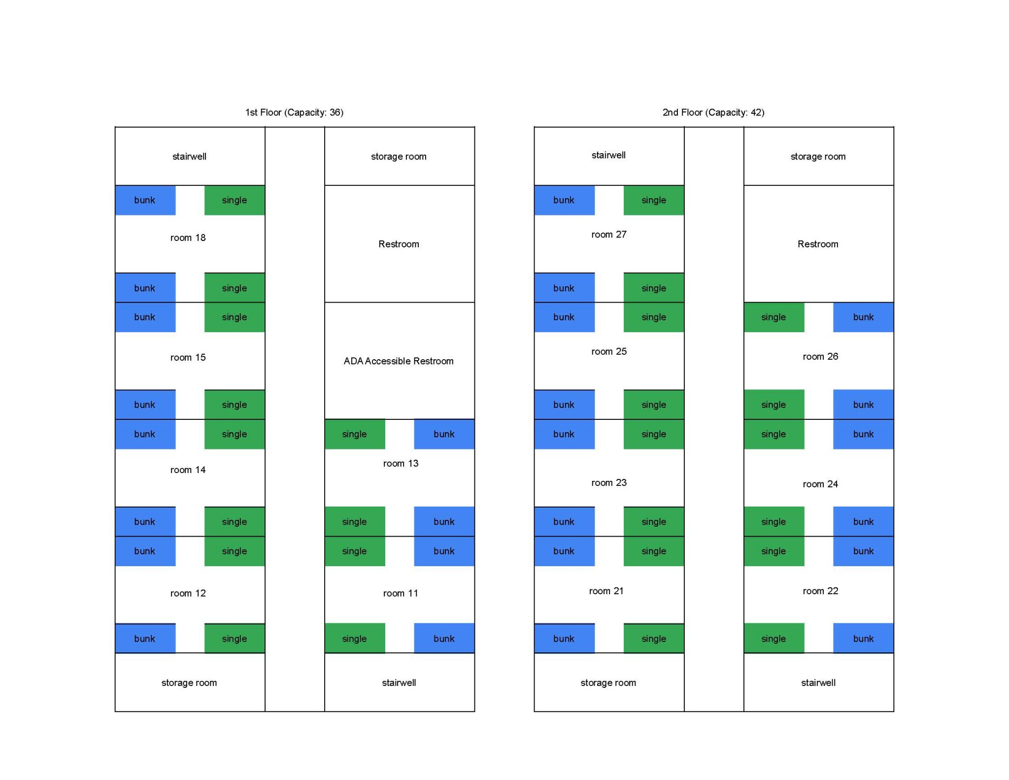 Upham Woods dormitory schematic